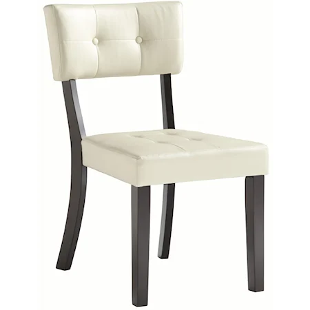 White Upholstered Faux Leather Side Chair